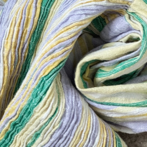 Zara Mini Dress Shirred Skirt Pastel Stripe Long Sleeve Cotton Mini Dress Large - Picture 9 of 15